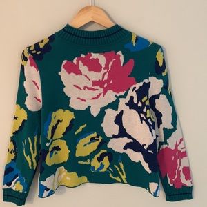 Anthropologie HWR Monogram Laine Floral Pullover Sweater